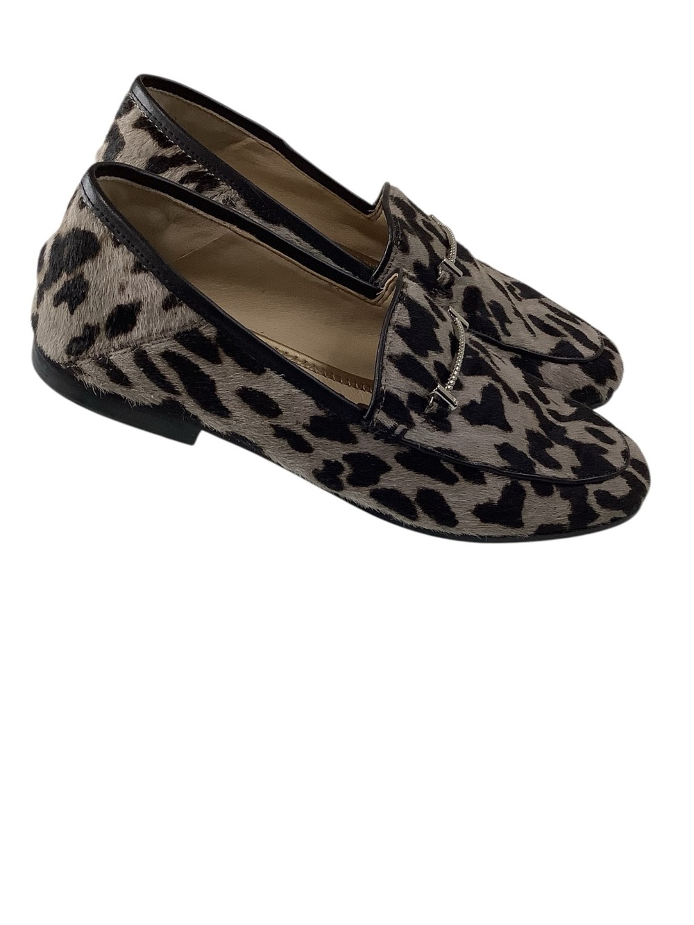 Sam Edelman Leopard Print Calf Hair Loafers with Silver Horse-bit Detail Sz 7.5 - Picture 3 of 8